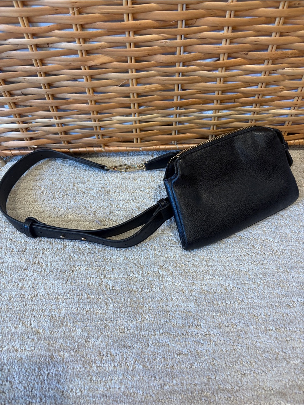 a new day Black Pebbled Leather Belt Bag
